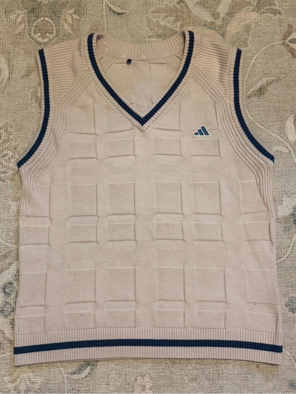 Adidas Women's Cream Knit V-Neck Sweater Vest